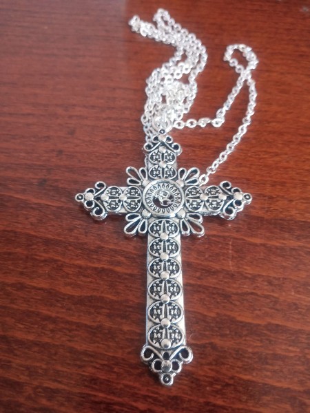 Halkette Metall mit Silberkreuz ca. 5 cm (christliche bzw. religiöse geschenke)