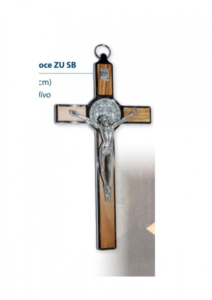 Benediktuskreuz ca. 17 cm Metall - Holz Kombination zum Aufhängen