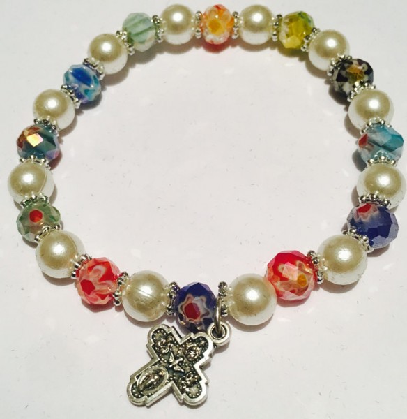 Armband in verschiedenen Farben 20 Perlen mit Kreuz