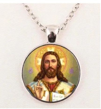 Halskettchen Metall ca. 30 cm mit Jesus Bild