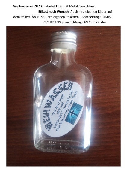 Weihwasser-Flaschen GLAS - 100 ml (zehntel L.)