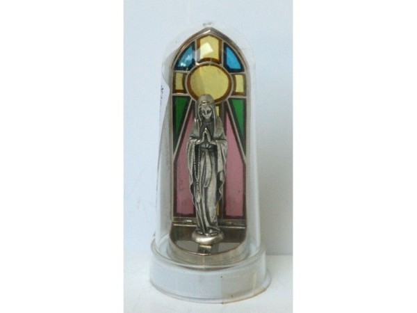 Lourdesmadonna Zinn Metall , Farbfenster ca, 12 cm