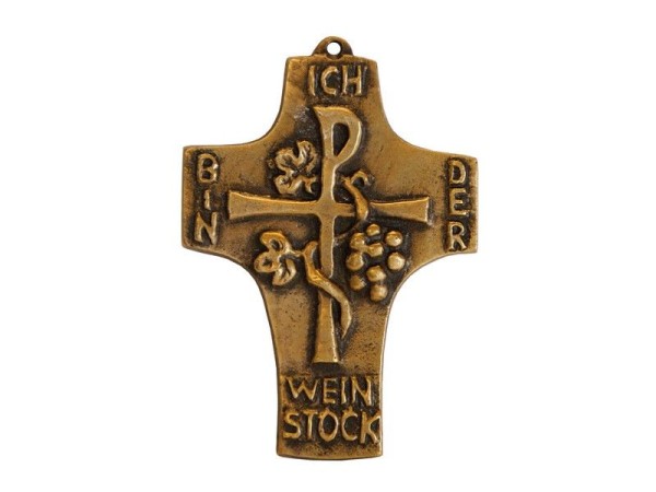 Bronzekreuz "ich bin der Weinstock" 10 cm ca.