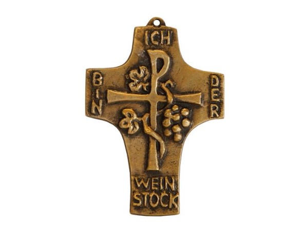 Bronzekreuz "ich bin der Weinstock" 10 cm ca.