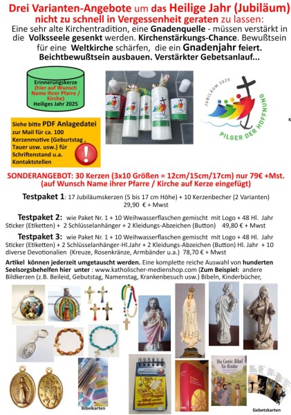 Jubiläumskerzen - Heiliges Jahr Sonderangebot siehe Bildbereich
