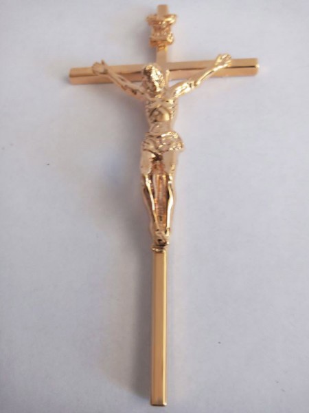 Metallkreuz mit Korpus - gold