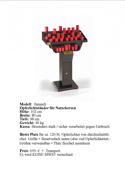 Traditioneller Opferlichtständer (offenes Licht) Modell 1 = Modell: funuach