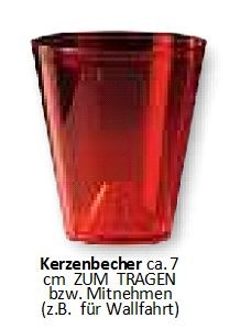 Windschutzbecher (Kerzenbecher) rot oder farblos mit Kerze u. LOGO HL JAHR