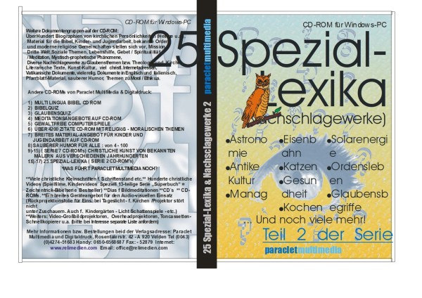 Lexikon 2 - 630 Dateien -relig. Texte Bilder Musik Vorträge--