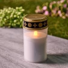 Kompositionslich weiß - ca. 10 cm hoch - Brenndauer ca. 2 Tage