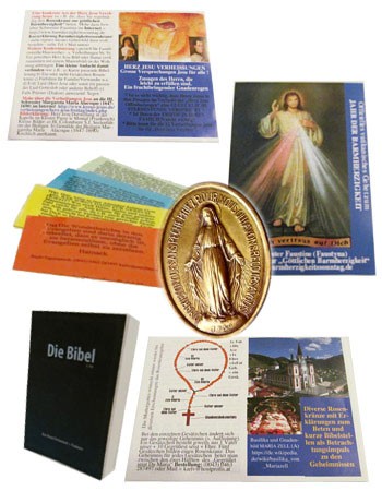 Packung Gebetsblätter inkl Marienmedaille Bibel Zitatekarten