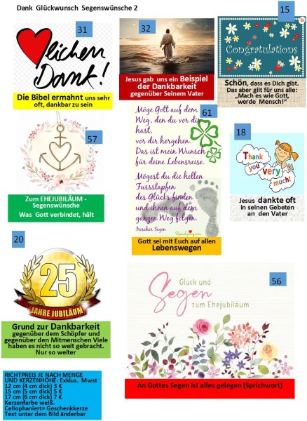 Nr 22 - Dank Segenswünsche Glückwunsch 1 ab 3€
